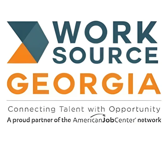 WorkSource Georgia logo with the tagline “Connecting Talent with Opportunity” and note “A proud partner of the American Job Center network.”.